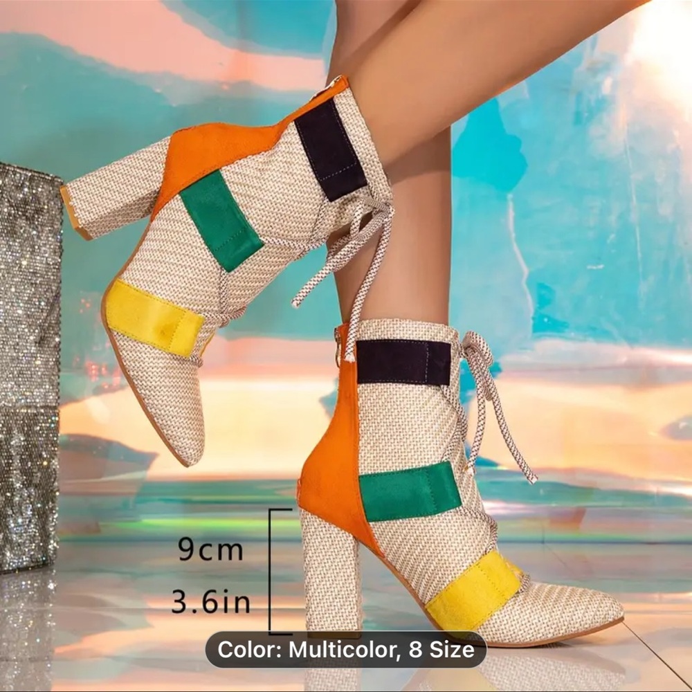 Multicolor Women's High Heel Ankle Boots